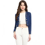 Seduva Women's Denim Embellished Long Sleeves Shrug (Blue)