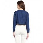 Seduva Women's Denim Embellished Long Sleeves Shrug (Blue)