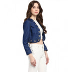 Seduva Women's Denim Embellished Long Sleeves Shrug (Blue)