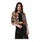 Seduva Women's Polyester Floral 3-4th Sleeves Shrug (Multicolor)