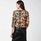 Seduva Women's Polyester Floral 3-4th Sleeves Shrug (Multicolor)