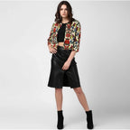 Seduva Women's Polyester Floral 3-4th Sleeves Shrug (Multicolor)