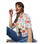 Seduva Women's Polyester Floral 3-4th Sleeves Shrug (Multicolor)