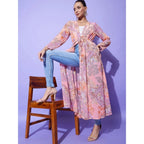 Seduva Women's Polyester Floral Long Sleeves Shrug (Peach)
