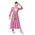 Seduva Women's Polyester Check Long Sleeves Shrug (Pink)