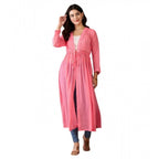 Seduva Women's Chiffon Self Design Long Sleeves Shrug (Pink)