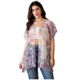 Seduva Women's Chiffon Printed Short Sleeves Shrug (White - Purple)