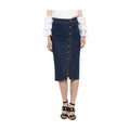 Seduva Women's Denim Front Button Buttoned Skirt (Blue)