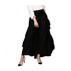 Seduva Women's Rayon Ruffled Elasticated Skirt (Black)