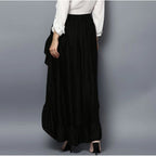 Seduva Women's Rayon Ruffled Elasticated Skirt (Black)