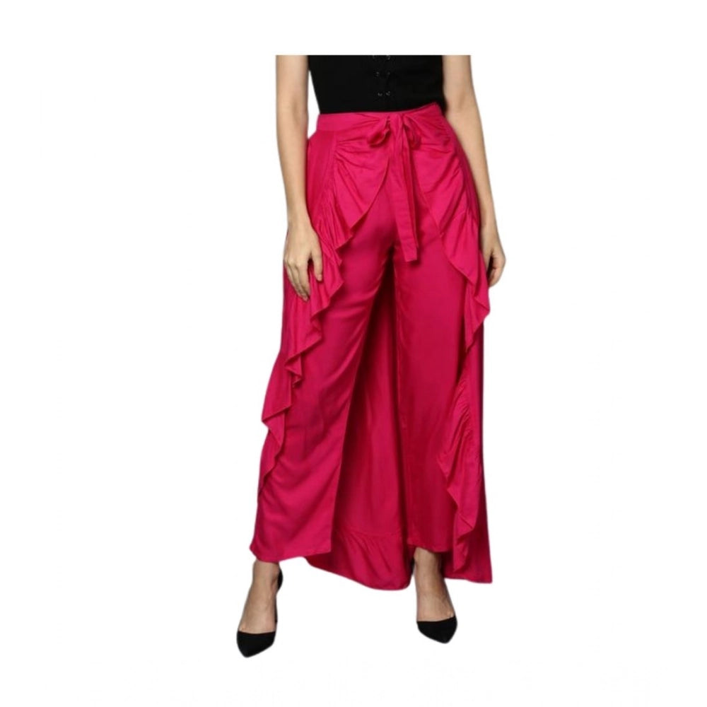Seduva Women's Rayon Ruffled Elasticated Skirt (Pink)