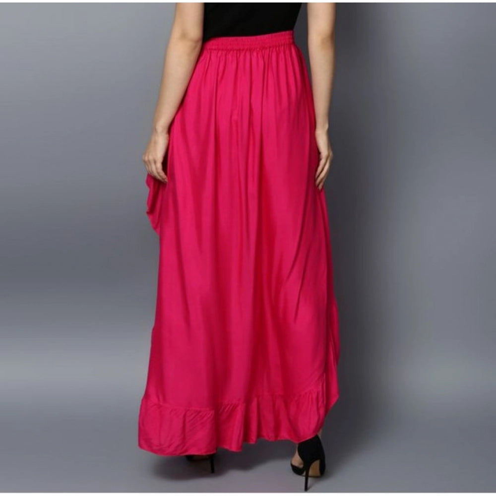Seduva Women's Rayon Ruffled Elasticated Skirt (Pink)