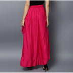 Seduva Women's Rayon Ruffled Elasticated Skirt (Pink)