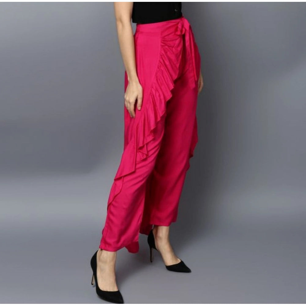 Seduva Women's Rayon Ruffled Elasticated Skirt (Pink)