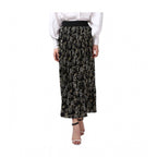 Seduva Women's Georgette Chain Print Elasticated Skirt (Black-Cream)