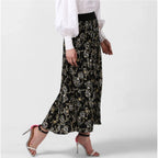 Seduva Women's Georgette Chain Print Elasticated Skirt (Black-Cream)