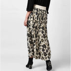 Seduva Women's Georgette Chain Print Elasticated Skirt (Cream-Black)