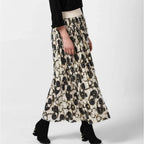 Seduva Women's Georgette Chain Print Elasticated Skirt (Cream-Black)