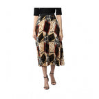 Seduva Women's Satin Pleated Elasticated Skirt (Multicolor)