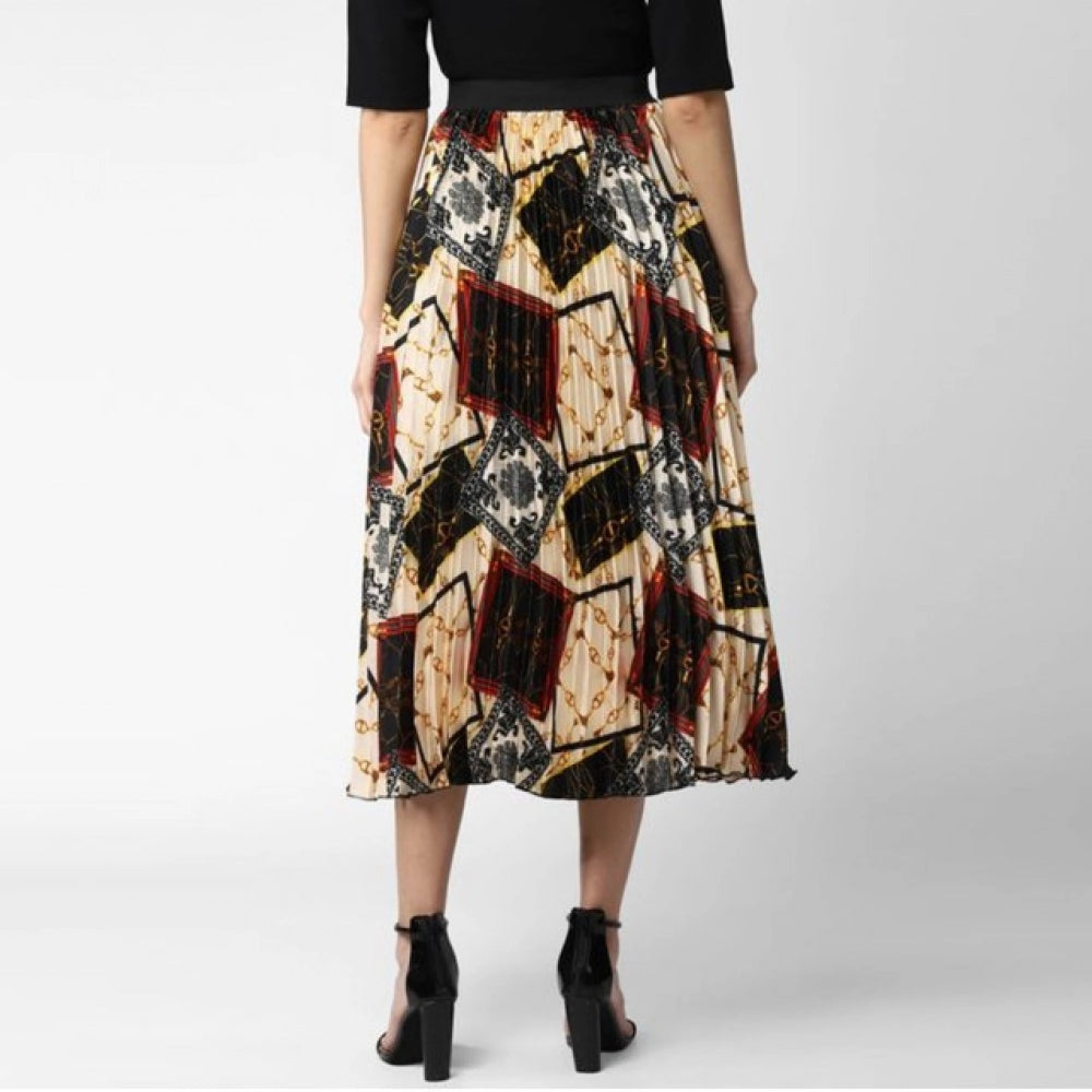 Seduva Women's Satin Pleated Elasticated Skirt (Multicolor)