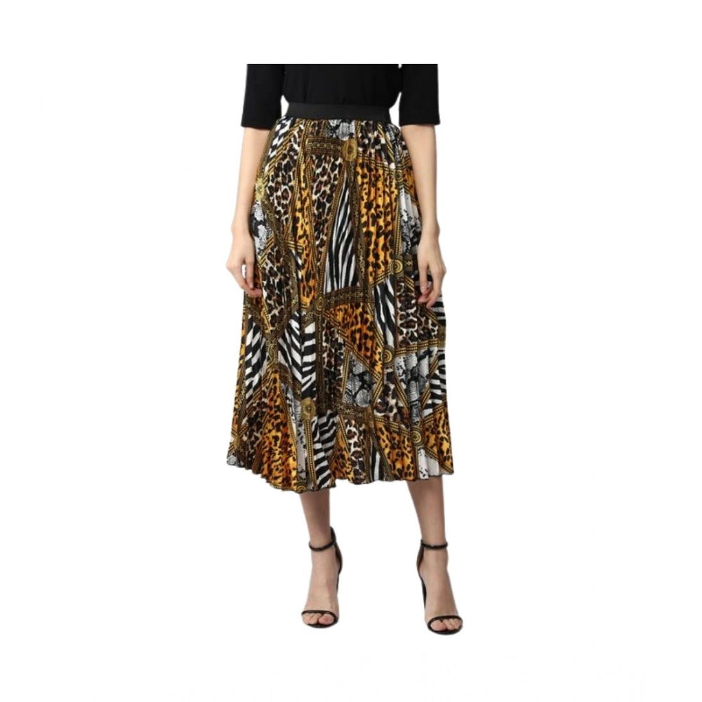 Seduva Women's Satin Pleated Elasticated Skirt (Multicolor)