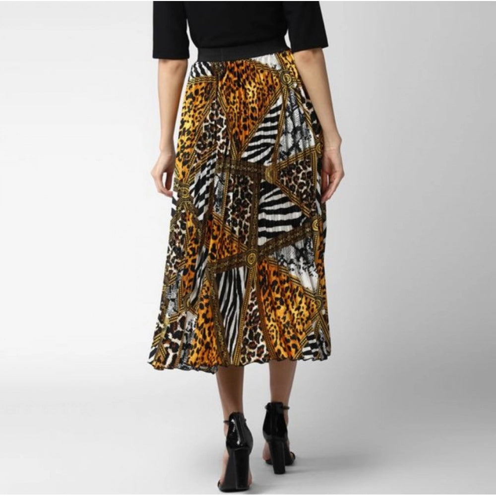 Seduva Women's Satin Pleated Elasticated Skirt (Multicolor)