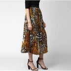 Seduva Women's Satin Pleated Elasticated Skirt (Multicolor)