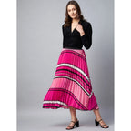 Seduva Women's Satin Pleated Elasticated Skirt (Pink)