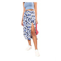 Seduva Women's Polyester Floral Side Zip Skirt (Blue - White)