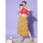 Seduva Women's Polyester Floral Side Zip Skirt (Multicolor)