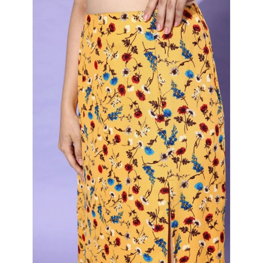 Seduva Women's Polyester Floral Side Zip Skirt (Multicolor)
