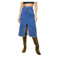 Seduva Women's Denim Solid Buttoned Skirt (Blue)