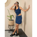 Seduva Women's Denim Washed Buttoned Skirt (Blue)