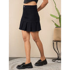 Seduva Women's Denim Washed Buttoned Skirt (Black)