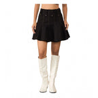 Seduva Women's Denim Washed Buttoned Skirt (Black)