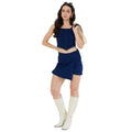 Seduva Women's Denim Lycra Solid Zip Closure Skorts (Navy)