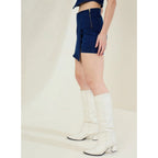 Seduva Women's Denim Lycra Solid Zip Closure Skorts (Navy)
