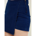 Seduva Women's Denim Lycra Solid Zip Closure Skorts (Navy)
