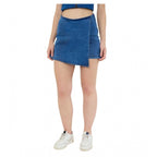 Seduva Women's Denim Lycra Solid Zip Closure Skorts (Blue)
