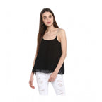 Seduva Women's Polyester Embellished Shoulder Straps Top (Black)