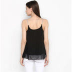 Seduva Women's Polyester Embellished Shoulder Straps Top (Black)