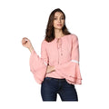 Seduva Women's Polyester Solid Bell Sleeve Top (Pink)