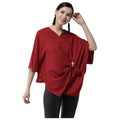 Seduva Women's Polyester Solid Cape Sleeve Top (Red)
