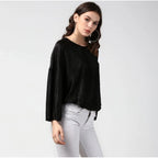 Seduva Women's Polyester Pleated Balloon Sleeve Top (Black)
