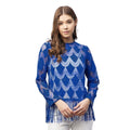 Seduva Women's Lace Self Design Long Sleeves Top (Blue)