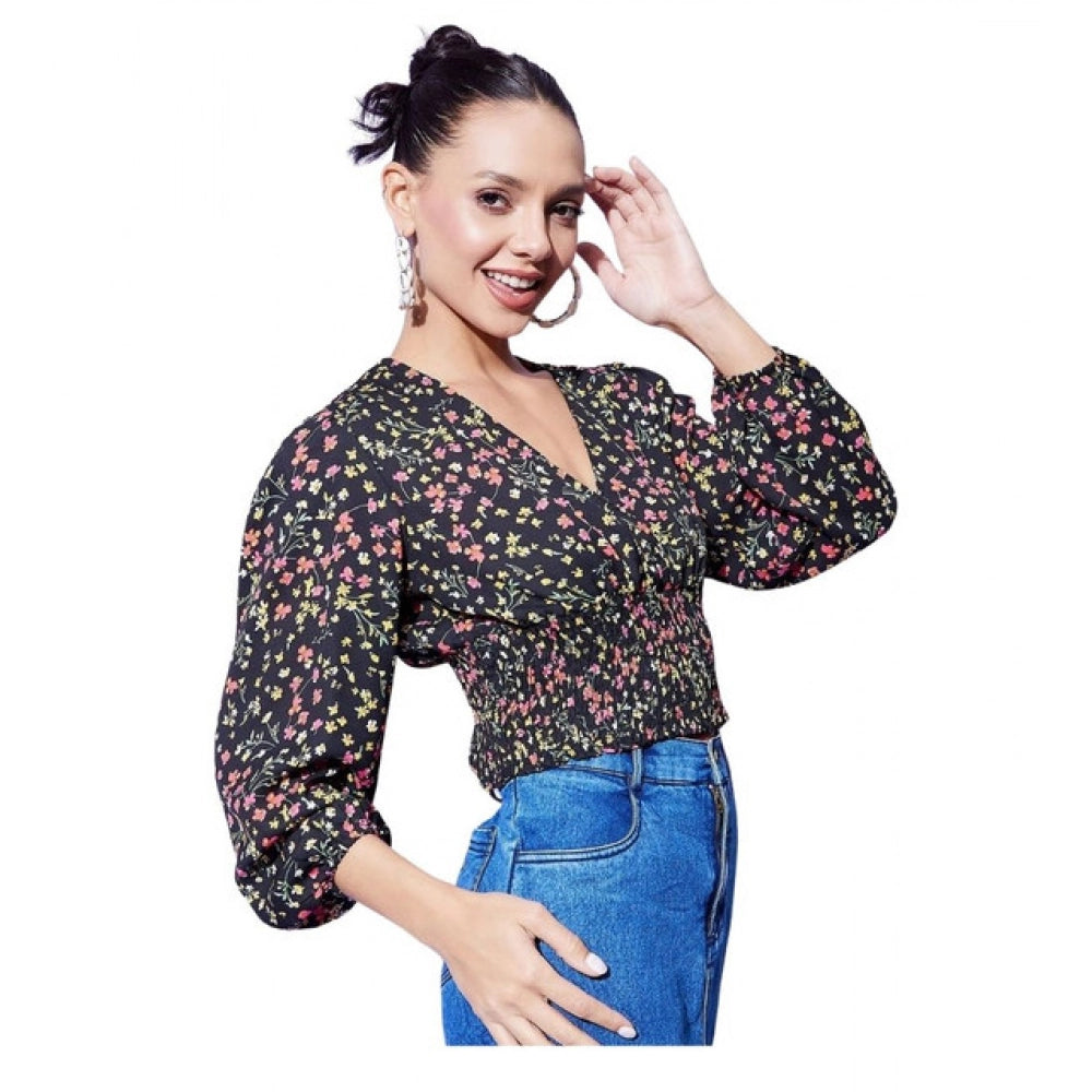 Seduva Women's Polyester Floral Long Sleeves Top (Multicolor)