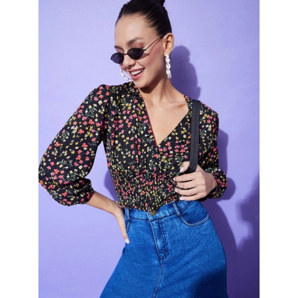 Seduva Women's Polyester Floral Long Sleeves Top (Multicolor)