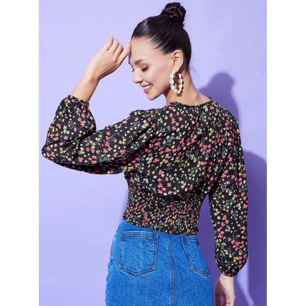 Seduva Women's Polyester Floral Long Sleeves Top (Multicolor)