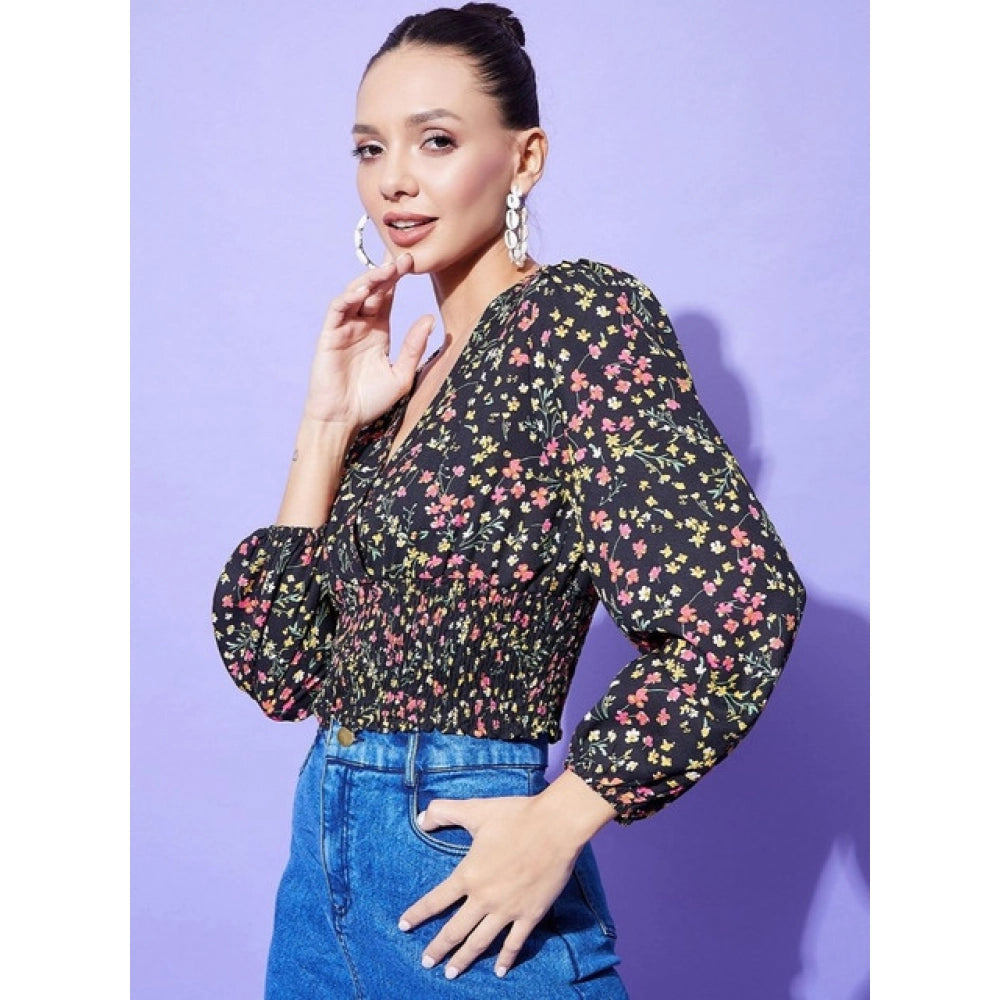 Seduva Women's Polyester Floral Long Sleeves Top (Multicolor)