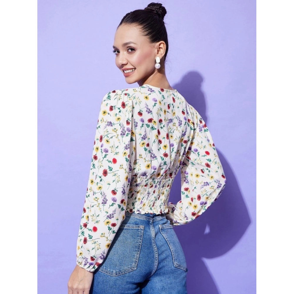 Seduva Women's Polyester Floral Long Sleeves Top (Multicolor)